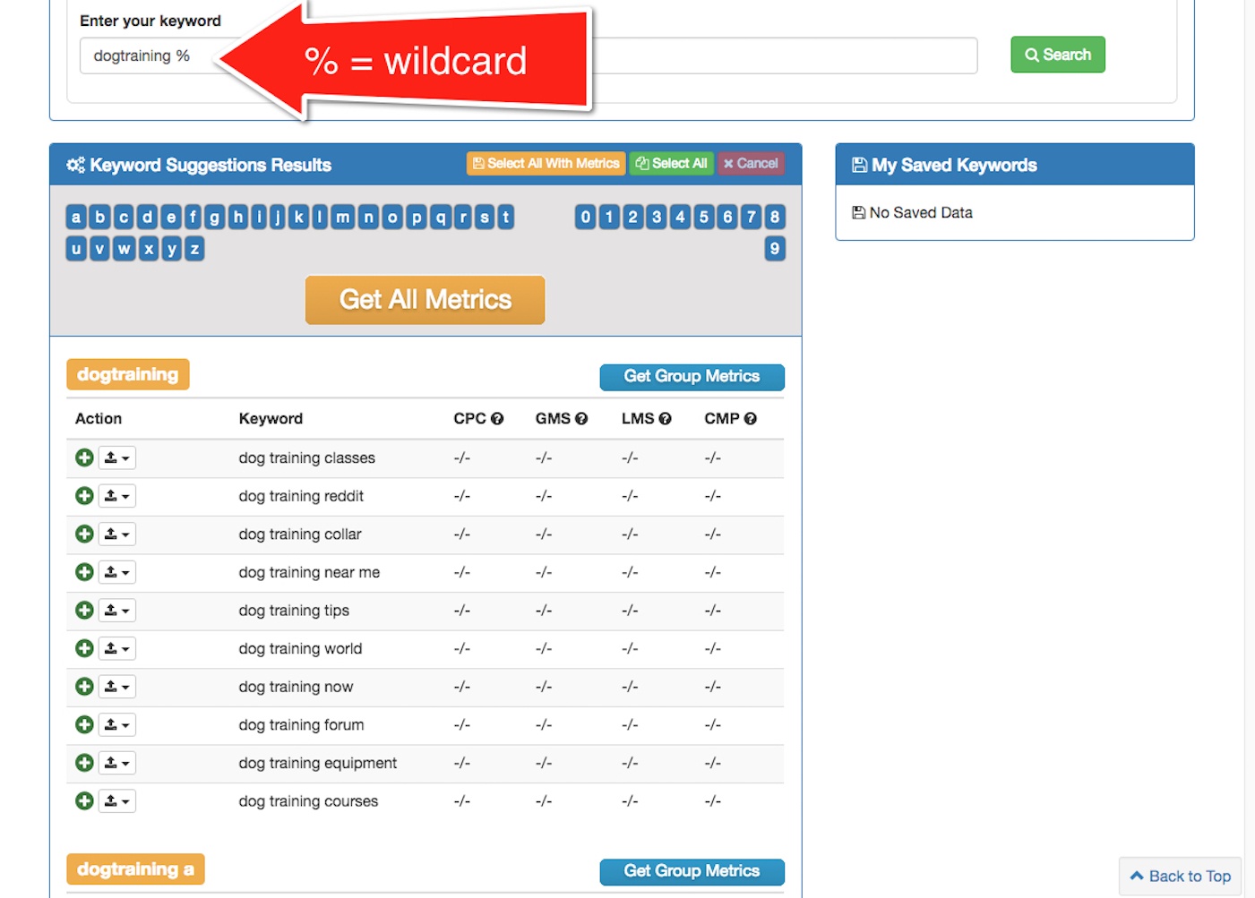 using a wildcard in your keyword search